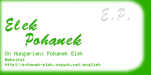 elek pohanek business card